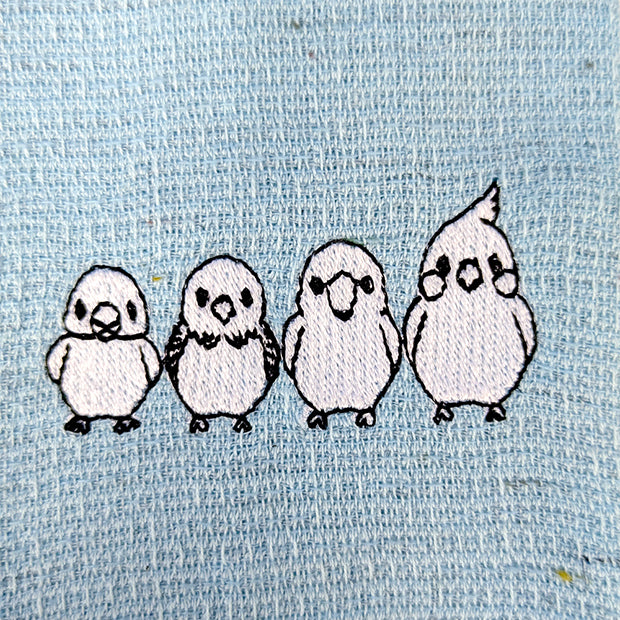 MOKU ハンカチ(当店オリジナル♪ことりの刺繍入り)