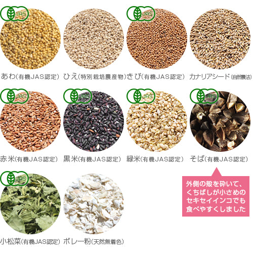 【スタンダード】オーガニック(有機JAS認定)雑穀配合 セキセイインコスタンダードブレンド500g 詰め替え