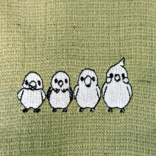 MOKU ハンカチ（当店オリジナル♪ことりの刺繍入り）