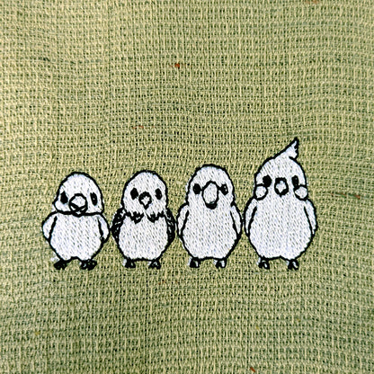 MOKU ハンカチ（当店オリジナル♪ことりの刺繍入り）